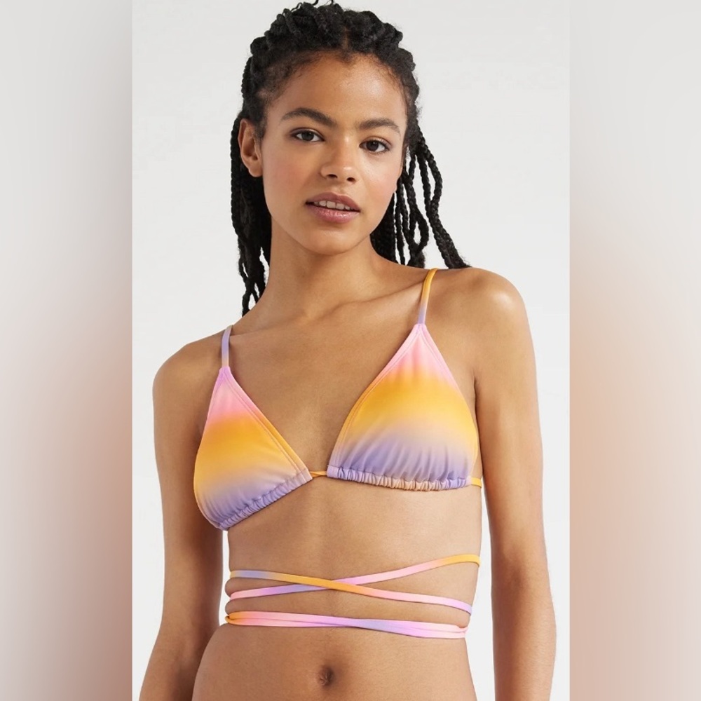 No Boundaries Juniors' Strappy Wrap Triangle Bikini Swim Top